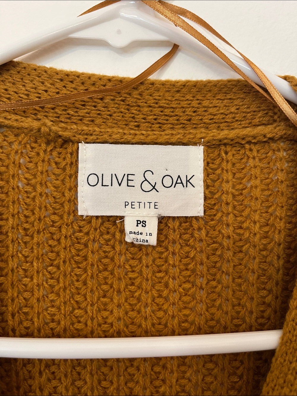 Olive & Oak Mustard Cable-Sleeve Button Cardigan - Picture 2 of 5